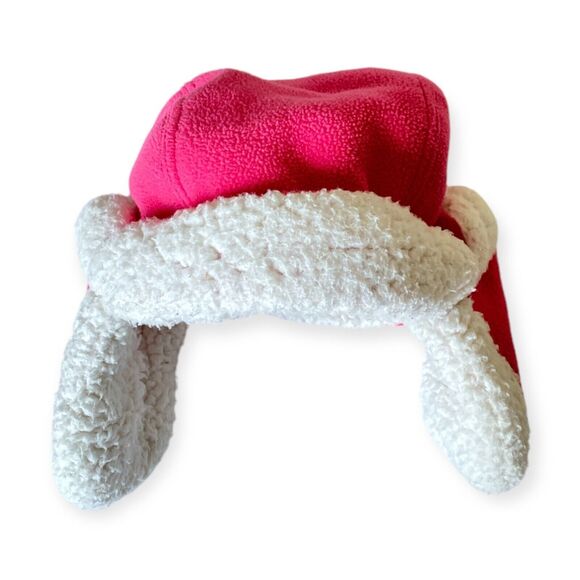 Girls Pink Winter Hat Sz 4-7 Fleece Trapper Hat Covered Ear Flap Faux Shearling - Picture 1 of 11